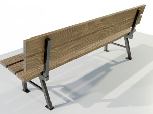 Wood Metal Bench 3D Model