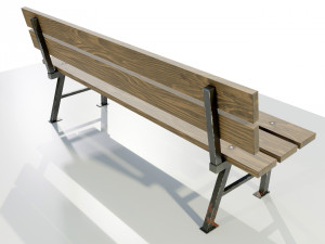 Wood Metal Bench 3D Model