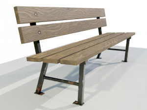 Wood Metal Bench 3D Model
