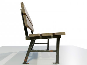 Wood Metal Bench 3D Model