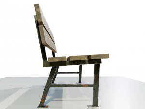 Wood Metal Bench 3D Model