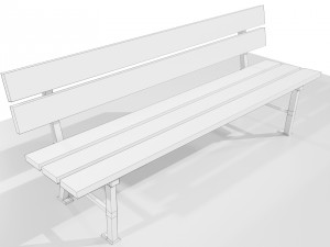 Wood Metal Bench 3D Model