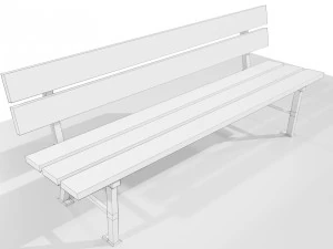 Wood Metal Bench 3D Model
