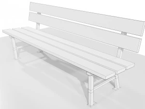 Wood Metal Bench 3D Model