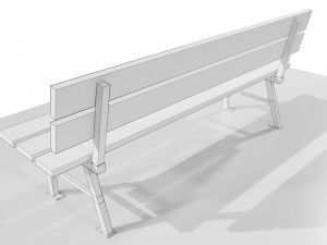Wood Metal Bench 3D Model