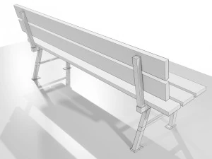 Wood Metal Bench 3D Model