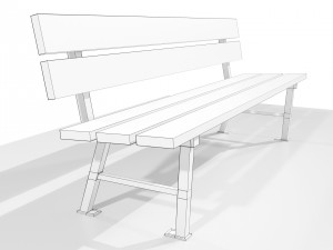 Wood Metal Bench 3D Model