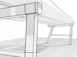 Wood Metal Bench 3D Model