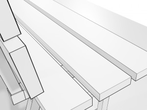 Wood Metal Bench 3D Model