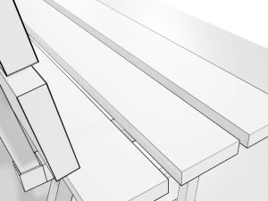 Wood Metal Bench 3D Model
