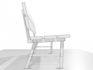 Wood Metal Bench 3D Model