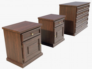 Dresser and Nightstands 3D Model