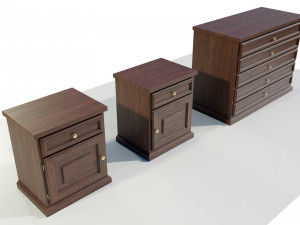 Dresser and Nightstands 3D Model