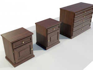 Dresser and Nightstands 3D Model