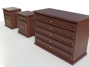 Dresser and Nightstands 3D Model
