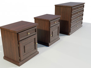 Dresser and Nightstands 3D Model