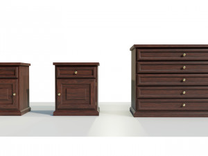 Dresser and Nightstands 3D Model