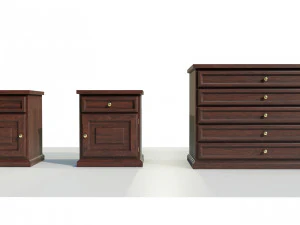 Dresser and Nightstands 3D Model