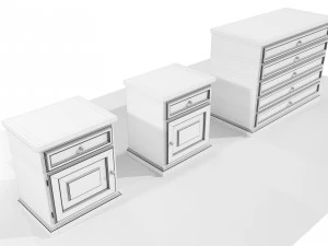 Dresser and Nightstands 3D Model