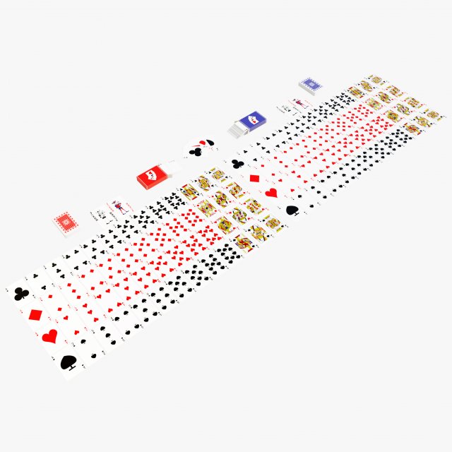 Standard 52-card deck of French-suited playing cards 3D मॉडल .c4d .max .obj .3ds .fbx .stl .blend 