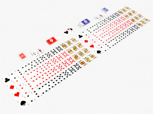 Standard 52-card deck of French-suited playing cards 3D Model