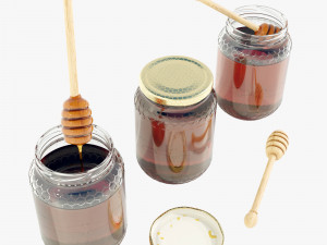 Glass Honey Jars 3D 模型