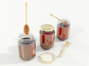 Glass Honey Jars 3D Model