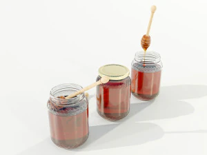 Glass Honey Jars 3D Model