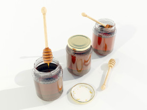 Glass Honey Jars 3D Model
