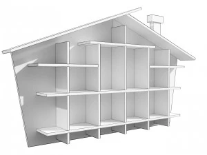 House Shaped Wall Storage 3D Model