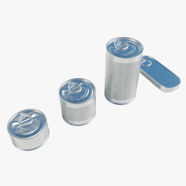 Standard Food Cans 3D Model .c4d .max .obj .3ds .fbx .stl .blend 
