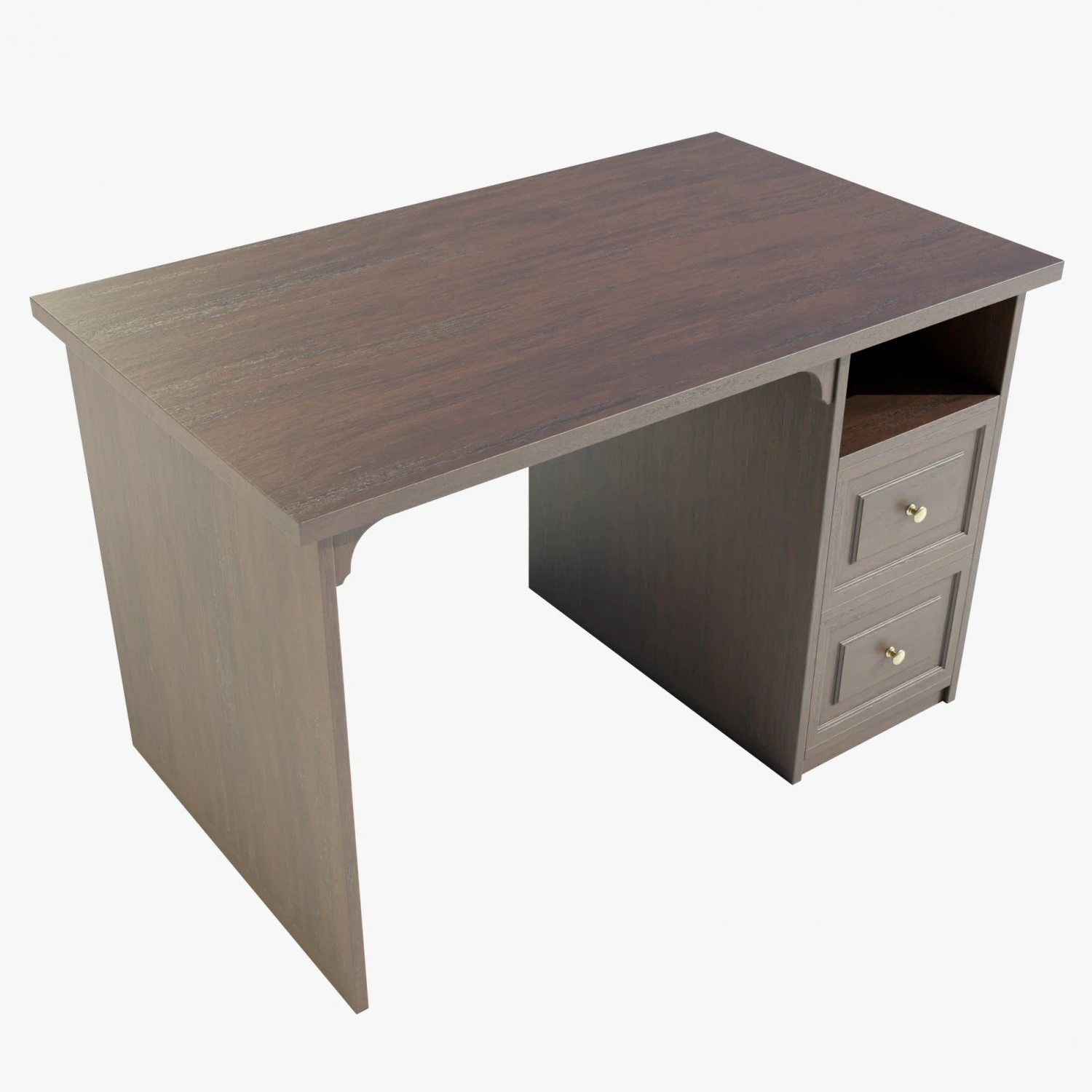 Wooden Desk 3D Model .c4d .max .obj .3ds .fbx .stl .blend