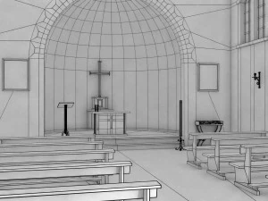 Італійська сільська церква 3D Модель