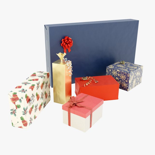 Christmas Gifts 3D Model .c4d .max .obj .3ds .fbx .stl .blend 