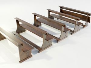 Wooden Church Benches 3D Model