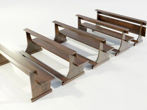 Wooden Church Benches 3D Model