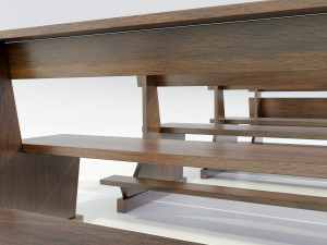 Wooden Church Benches 3D Model