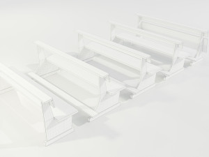 Wooden Church Benches 3D Model
