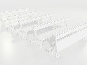 Wooden Church Benches 3D Model