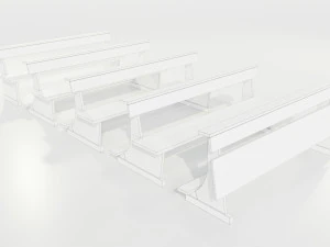 Wooden Church Benches 3D Model
