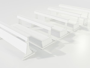 Wooden Church Benches 3D Model