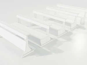 Wooden Church Benches 3D Model