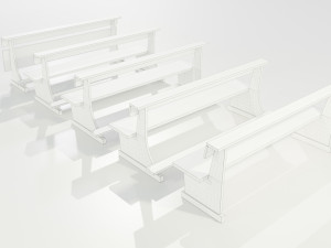 Wooden Church Benches 3D Model