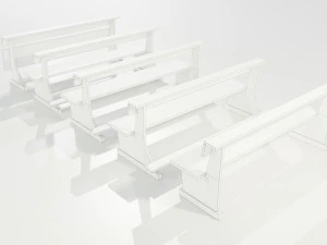 Wooden Church Benches 3D Model