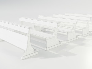 Wooden Church Benches 3D Model