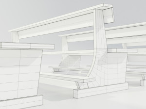 Wooden Church Benches 3D Model