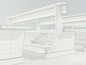 Wooden Church Benches 3D Model