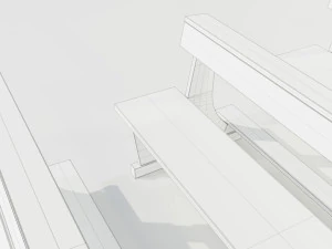Wooden Church Benches 3D Model