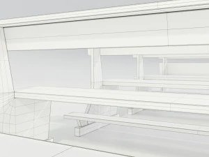 Wooden Church Benches 3D Model