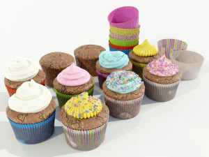 Kolekcja babeczek Model 3D